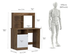 DeckUp Zeus Engineered Wood Study Table and Office Desk (Wotan Oak & White)