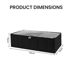 Sooqify Foldable Under Bed Shoe Organizer | Collapsible Storage Box with Clear Top & Dividers | Easy-Access Shoe Holder for Men’s & Women’s Footwear (Black)