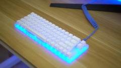 ASCENY Coiled & Double-Sleeved Mechanical Keyboard Cable, for Type-C Mechanical Keyboards (Pink)