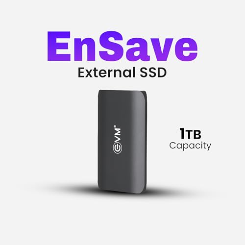 EVM Elite EnSave Pro 1TB External SSD | Up to 2000MB/s | USB 3.2 Gen 2x2 Type-C | Slim Metal Body | 4K ProRes Recording | Portable SSD for PC, Mac, Android & PS5 | 10 Year Warranty (EPSSDPro/1TB)