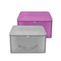 Storite 2 Pack Nylon Wardrobe Bag Underbed Cloth Storage Organizer | Moisture Proof Storage Bag, Storage box for Clothes Saree Bags, Zippered Closure & Handle - Magenta,37x34x23 cm