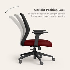 Interio by Godrej Curv Premium Mesh Wide Back Ergonomic Chair | Work from Home/Study Chair | 1-Year Warranty | Height Adjustable Chair | Heavy Duty PP Base | DIY Installation, Black