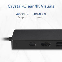 ASUS DC210 8-in-1 USB-C Dock, with 4K@60Hz HDMI 2.1, 100W PD, Gigabit Ethernet, USB-A & USB-C Ports, SD/MicroSD Reader, Braided Cable, – for All Type C Devices- MacBook,Laptop, Black, 2 Year Warranty