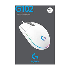 Logitech G102 Light Sync Gaming Mouse with Customizable RGB Lighting, 6 Programmable Buttons, Gaming Grade Sensor, 8K DPI Tracking,16.8mn Color, Light Weight - Black