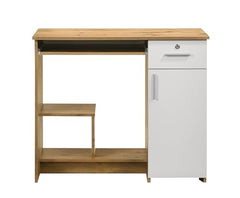 DeckUp Plank Giona Engineered Wood Study Table and Office Desk (Walnut and White, Matte Finish)