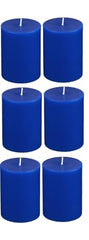 LTYNE Pillar Candle || Size 2 * 2 inch Each || Unscented Pillar Candle || 6 Hours Burning Time || Home Decor || Spa Candle [ Pack of 6 ] (Blue)