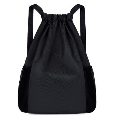 SYGA Drawstring Backpack for Gym, Yoga, Running, Swimming, Beach, Camping, Travel Bag Sports Fitness Club Student Training Bag(Black)