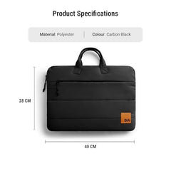 DailyObjects Stria Pro Laptop Bag with Handle| Recycled Durable Polyester | Compatible with Laptop/MacBook Air/Pro Upto 15 Inch| Water Resistant|Padded Compartment with Zip Closure -Black