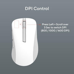 ASUS Wireless Mouse MD102 2.4GHz Mode, Ergonomic Design, Silent, Reliable, Dual Mode Connectivity, Adjustable DPI, 10 Million Click Life, White