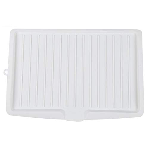 Syga Premium Durable Plastic Dish Drainer, Plate and Cutlery Rack with Drip Tray, Sink Drying Rack, Space Saving Worktop Drainer Tray, Draining Board 45cm*31.5cm (White)