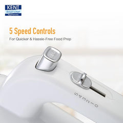 KENT 150W, 5 Speed Control, Copper Motor, Multiple Beaters, Overheating Protection, Food Grade Plastic Body Hand Blender (White)