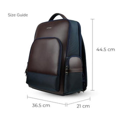 Aethon | Krossover 15.6-Inch Laptop Backpack | Water-Resistant with Multiple Pockets for Office, Travel | Shoulder Bag Made with Vegan Microfiber Leather (BLUE + BROWN)
