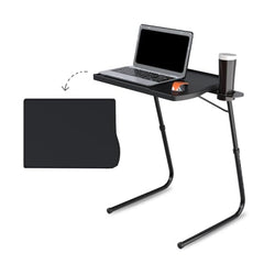 TABLE MAGIC- BADE Multipurpose Laptop Table Mat Finish - Adjustable, Foldable, Portable, Engineered Wood Top with Footrest, Top Size 60 * 45cm (X-Large, Midnight Black)