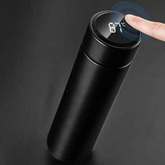 SYGA Insulated Travel Water Bottle 500ml LED Temperature Smart Display, Hot&Cold Sport Drink Bottle - Premium Stainless Steel Vacuum Flask Thermos Water Cup for Sport/Home/Office-23cmx6.5cm (Black)