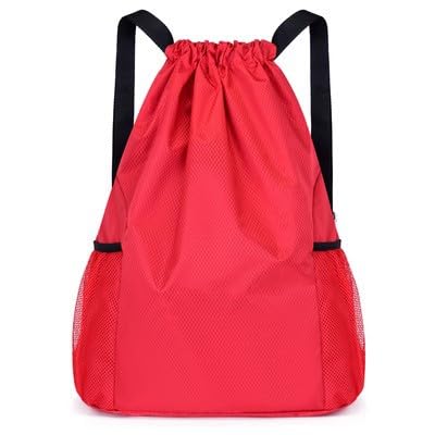 SYGA Drawstring Backpack for Gym, Yoga, Running, Swimming, Beach, Camping, Travel Bag Sports Fitness Club Student Training Bag(Red)