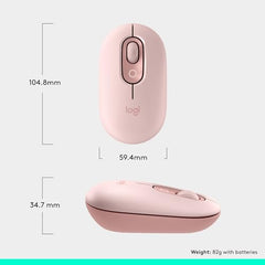 Logitech POP Mouse, Compact and Portable Wireless Bluetooth - Graphite | Compact, Portable, programmable Buttons, Quiet clicks, Easy-Switch for up to 3 Devices, Laptop, Tablet, PC - Rose