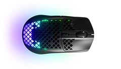 SteelSeries Aerox 3 Wireless Gen 2 - Ultralight 68g Gaming Mouse, 4K Polling, 26K DPI Optical Sensor, 200 Hours Battery Life, IP54, 80 Million Clicks, RGB, Pure PTFE Gliding Feet, Shadow