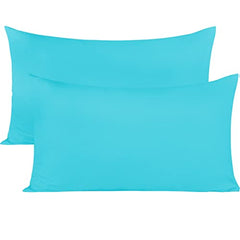 safhome Soft Pillow Covers 20 x 32 Inches - 100% Egyptian Cotton 400 Thread Count Set of 2 Pillow Cover Set Envelope Closure Hotel Quality Pillowcase - Aqua Blue