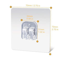 AMIQUS 10 Pcs Hevy Duty Self Adhesive Hook for Hanging Kitchen Item and Other Stainless Steel, Gold Waterproof, Strong Towels, Keys, Utensils,Robes Double-Sided Transparent (Double Claw V Shape)