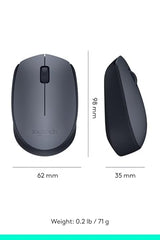 Logitech M170 Wireless Mouse, 2.4 GHz with USB Mini Receiver, Optical Tracking, 12-Months Battery Life, Ambidextrous PC / Mac / Laptop - Grey/Black