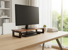 WELL KNOWN 72Cm Long Wooden Computer Monitor Stand, Monitor Riser Desk Shelf Desktop Stand TV Laptop Riser (72cm Long, Single Shelf) (d)