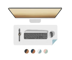 Bellblock Large Extended Reversible Desk Mat/Mouse Pad/Gaming Pad for Office/Home| Vegan Leather | Anti-Skid, Slip-Resistant, Splash-Proof | White & Sky Blue | 60x30cm