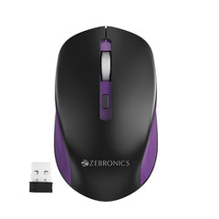 ZEBRONICS Zeb-Jaguar Wireless Mouse, 2.4GHz with USB Nano Receiver, High Precision Optical Tracking, 4 Buttons, Plug & Play, Ambidextrous, for PC/Mac/Laptop (Black+Grey)