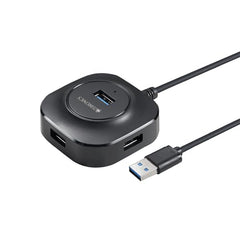 ZEBRONICS 400HB USB HUB, 4 Ports, USB 3.0, Transfer Speeds Upto 5 Gbps, Compact Design, LED Indicator, Multi OS Compatible, Micro USB (for Additional Power), Plug and Play