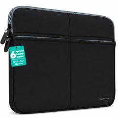 AirCase 6 Pocket Neoprene Laptop Sleeve for 13-15.6 Inch Laptops | Waterproof Laptop Cover Bag | Case with Charger & Accessory Pockets | All Brands & Chromebooks | Grey