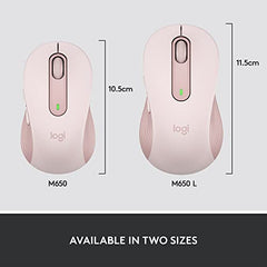 Logitech Signature M650 Wireless Mouse - for Small to Medium Sized Hands, 2-Year Battery, Silent Clicks, Customisable Side Buttons, Bluetooth -Graphite