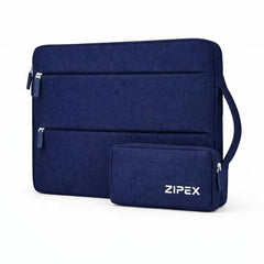 360 Protective 16 Inch Laptop Sleeve Case & Charger Pouch with 2 Front Pockets & Carry Handle | Compatible with 15-16 inch HP, DELL, Asus, Mackbook Devices | Water-Resistant | Blue
