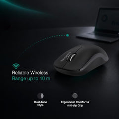 FINGERS ErgoGrip Wireless Mouse (BT & 2.4 GHz USB Receiver, Silent Clicks)