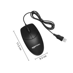 Amazon Basics Wired Mouse | 1000 DPI Optical Sensor | Plug and Play | Compatible with PC, Laptop (Black)