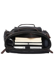 FUR JADEN Eco Friendly Travel 4 Compartment Laptop Backpack Made of Water Resistant Sustainable Canvas and Vegan Leather for Unisex for Travel Hiking Work (Coffee)