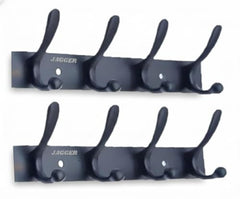JAGGER JAG334 Wall Mounted Stainless Steel Wall Hooks for Hanging Cloth/Towel Hangers/Door Hangers/Hook Rail/Bthroom Hanger [ Combo Pack of 2 ] (Black, 6 PIN Hook)
