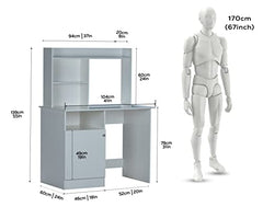 DeckUp Zeus Engineered Wood Study Table and Office Desk (Wotan Oak & White)