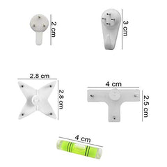 Art Street Hard Plastic 3-Pin Seamless Nail with 2 Spirit Leveler for Photo Frame Wall Picture Frame Hooks Hangers - Set of 25 (White)