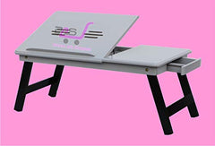 Dream Arts Shoppee Laptop Table Adjustable Foldable with one Drawer (Black)