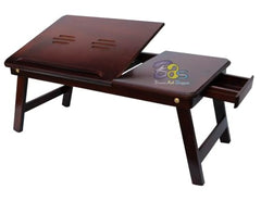 DDS Dream Decor Shoppee Wood Portable Laptop Table Adjustable Height With 1 Drawer (Blue)