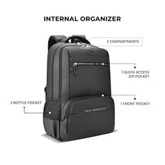 Gear Quantum 3 18"/29L Antitheft Large Faux Leather Water Resistant Laptop backpack with Raincover/Laptop backpack/Casual Backpack/Daypack/Travel Backpack/College Bag For Men/Women(Black-Black)