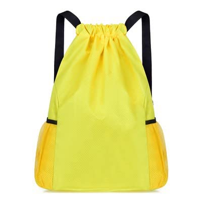 SYGA Drawstring Backpack for Gym, Yoga, Running, Swimming, Camping, Travel Bag Sports Fitness Club Student Training Bag(Yellow)