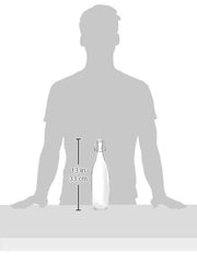 Amazon Brand - Solimo Silica Glass Bottle with Flip Cap, 1 Litre, Set of 4, Transparent