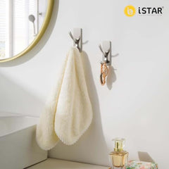 iSTAR Self Adhesive Wall Hook Heavy Duty Metal Stick-On Door Hanger Hook for Hanging Towel, Purse, Robe, Backpack, Jacket, Clothes, Bags - Wall Hooks Set for Bathroom & Kitchen (Pack of 4) (Rose Gold)