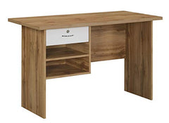 DeckUp Plank Giona Engineered Wood Study Table and Office Desk (Walnut and White, Matte Finish)