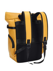 FUR JADEN 22L Vegan Leather Stylish Travel Premium Laptop Backpack for Men & Women | Water-Resistant | Fits Upto 15.6 Inch Laptop | Ideal for Office, College, Work & Travel (Yellow)