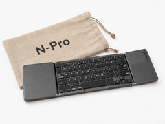 N Pro Portable Foldable Bluetooth Keyboard (2.2) Dark Grey with Touchpad, Wireless Slim Folding Keyboard, USB-C Rechargeable Pocket Size Travel Keyboard for iPad, Tablet, Laptop & Android Devices
