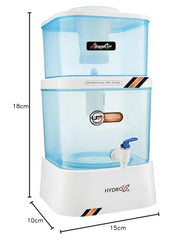 Pureplus Gravity Water Filter | 20 Liter Top Water Purifier | Chemical Free, Electricity Free | Water Filter for Home, Kitchen & Camping (White & Blue)