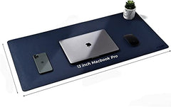 V-CUBE DESIGNS Premium Vegan Leather Desk Mat 90X45cm 2.4mm Thick&Padded|Laptop Mat/Extended Mouse Pad/Stitched, Reversible, Sturdy Deskspread with High Tear/Peel Strength|Anti-Slip,Splash-Proof|Blue