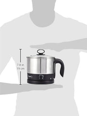 Pigeon Kessel Multipurpose Kettle (12173) 1.2 litres with Stainless Steel Body, used for boiling Water and milk, Tea, Coffee, Oats, Noodles, Soup etc. 600 Watt (Black & Silver)