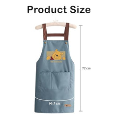 MOMISY Kitchen Apron with Front Pocket – Cute Cartoon Cooking Apron (Blue)